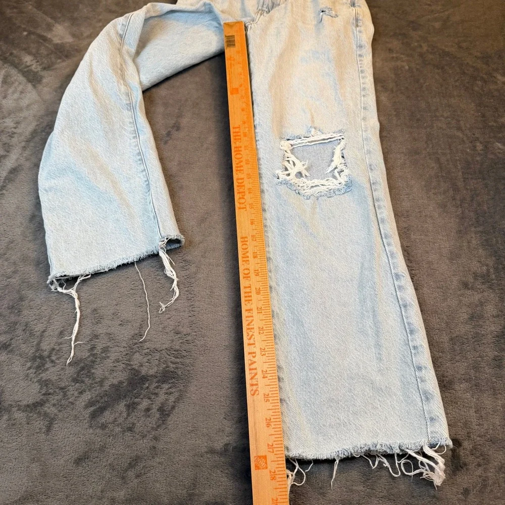 PacSun 90's Straight Jeans Womens 23 Light Wash Distressed Raw Hem Denim Pants - Picture 9 of 12